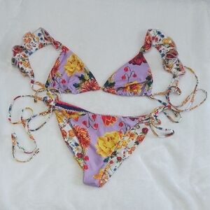 Floral Bikini Set with Ruffle Trim
